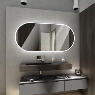 HAMBURG zrcadlo s LED osvětlením 120 diod na metr Barva podsvícení zrcadla: dual white s dotykovým vypínačem, Rozměr (cm): 90 x 60