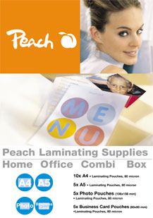 Peach Set laminovacích fólií 10ks A4, 5ks 10x15, 5ks Vizitka 80mic, PPC500-02*/