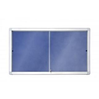 Horizontální vitrína s posuvnými dveřmi 141x101 cm, textilní modrá