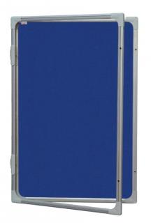 Vitrína s vertikálním otevíráním a zámkem 120x90cm, textilní modrá