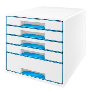 Zásuvkový box Leitz WOW modrý 5 zásuvek