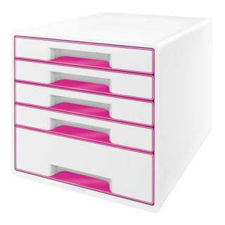 Zásuvkový box Leitz WOW růžový 5 zásuvek