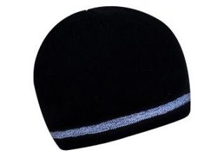 Zimní dvouvrstvá čepice s reflexním páskem - Černá