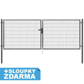 Dvoukřídlá brána Pilofor Super Zn š. 4090 mm x v. více variant, vč. sl. 80x80mm Výška v mm:: 1180 mm