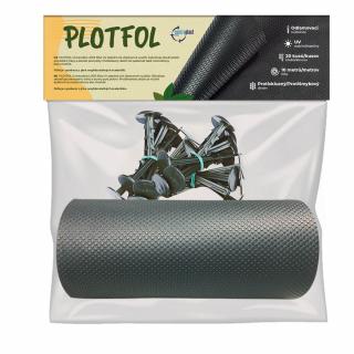 PLOTFOL FÓLIE - Délka 10 m. Rozměry: šířka 25 cm/tloušťka 1,35 mm/role 10 m, 20 ks plastový hřeb