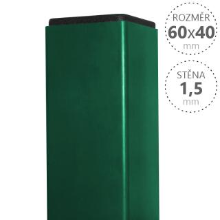 Sloupek Pilodel 60x40x1,5 x výška dle výběru, Zn + RAL zelená Délka v mm: 2800 mm