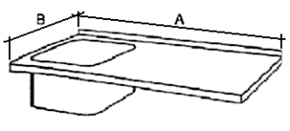 Deska mycího stolu s 1 dřezem Hloubka: 600 mm, Šířka: 1900 mm