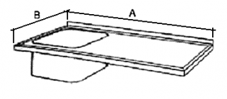 Deska mycího stolu s 1 dřezem, prolis Hloubka: 600 mm, Šířka: 1900 mm