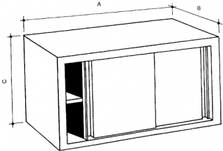 Nerezová skříňka nástěnná s policí, posuvné dveře Šířka: 1000 mm