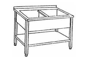 Nerezový dřez s policí a 2 svařované vany Hloubka: 600 mm, Rozměr dřezu: 520/460/270 mm, Šířka: 1200 mm
