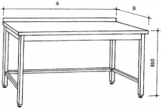 Nerezový stůl Hloubka: 600 mm, Šířka: 1200 mm