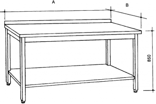 Nerezový stůl s policí Hloubka: 600 mm, Šířka: 1200 mm
