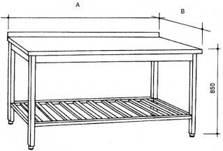 Nerezový stůl s roštovou policí Hloubka: 600 mm, Šířka: 1000 mm
