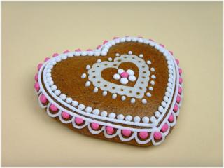 ZDOBENÝ PERNÍK - SRDCE, SRDÍČKO + varianty  Medový perník. Ruční práce. Handicraft. Obchodní název: Srdíčko s motivem srdíčka PB 20 g (přírodní…