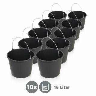 10 x vědro stavební plastové 16 litrů černé kbelík