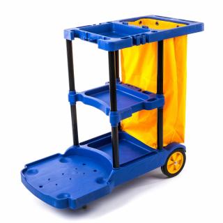 Pojízdný úklidový vozík 3-patrový modrý