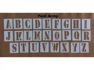 Šablony - plastové, abeceda, 26 písmen, Gothic nebo Army Velikost: 70 mm ARMY