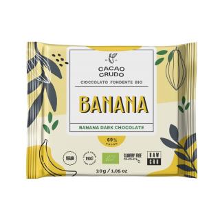 Cacao Crudo - Hořká banánová čokoláda 69%, Raw & Bio 30 g