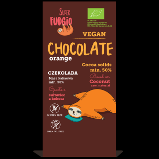 Čokoláda s kokosovým mlékem a pomerančem, bio, vegan – Super Fudgio, 80 g