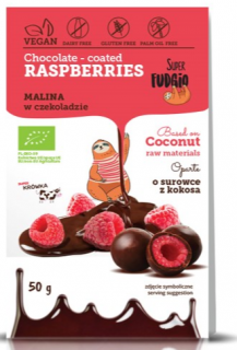 Lyofilizované maliny v čokoládě, bio, vegan – Super Fudgio, 50 g