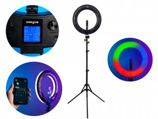 18" RGB barevný ring light Weeylite WE-10 + stativ a brašna  Ovládání přes ovladač, nebo smartphone
