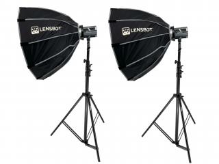 2 x LENSBOT GL60 (set dvou světel, stativů, softboxů)  80W, 19665 luxu na 1 metr, Bi-Color, Smartphone app