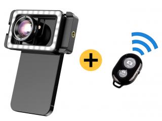 Apexel 100mm Makro objektiv s doplňkovým osvětlením  Bluetooth spoušť jako dárek od FILM-TECHNIKA