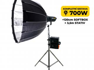 Extrémí výkon 700W - Foto video světlo (včetně softboxů, stativu) - nasvícení auta, skupiny lidí REDHEAD DX-7000 - Bi-color (2700-6500K) studiové COB…