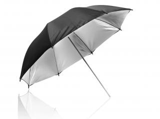 Foto deštník reflexní - černo stříbrný (84 cm/108 cm) 108 cm