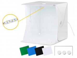 Fotostan 4 pozadí na produkty 40x40cm + LED pásek (600lm, 5V)