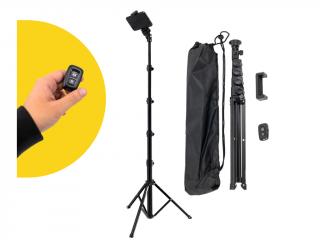 Hliníkový stativ s držákem pro smartphony a dalkovým Bluetooth ovladačem