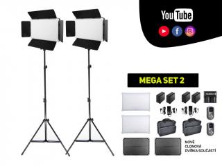 KIT dvou profi video světel, stativů a příslušenství - Redhead 1000B (3200K-5600K) MEGA SET 2