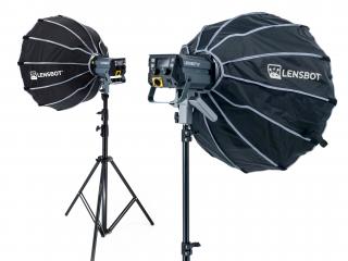 LENSBOT GL120RGB COB led světlo (2700-6500K) + RGB režim  120W, Bi-Color + RGB, Smartphone app 2 světla, 2 stativy, 2 softboxy 65cm