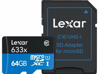 Lexar 633X microSDHC/SDXC (V30) R95/W45 paměťové karty s adaptérem 64GB