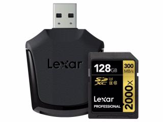 Lexar Pro 2000X SDHC/SDXC UHS-II (V90) R300/W260 paměťové karty s čtečkou 128GB