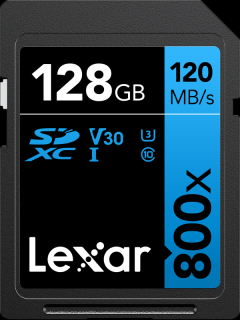 Lexar Pro 800x SDXC UHS-I SD paměťová karta C10 V10 U1, R120/45MB 128GB