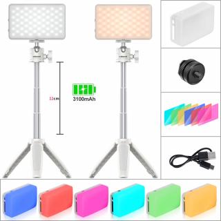 Mini video LED světlo se selfie stativem & barevnými filtry