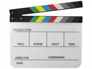 Profesionální filmová klapka se dřevem (bílá)