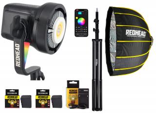 REDHEAD ST-135 RGB COB světlo + softbox + baterie (outdoor kit)  11800 lumenů, 35100 Lux, NP-F slot na baterie