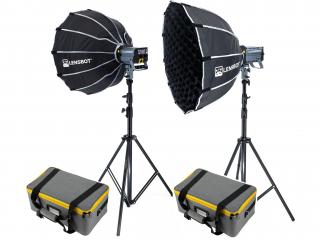 Set COB světel 2 x LENSBOT GL220 (2 x stativ, 2 x softbox)  220W, 105000 luxů na 1 metr, Bi-Color, Smartphone app