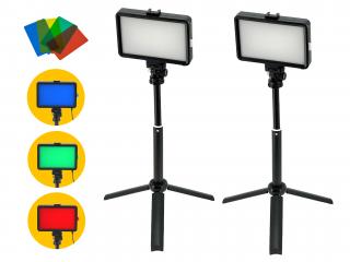 Set dvou LED foto video světel se stativy  Napájení přes klasický USB kabel