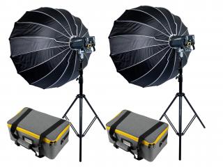 Set dvou LENSBOT GL330 COB led světel (2 x stativ, 2 x 120cm softbox)  330W, 128000 luxů na 1 metr, Bi-Color, Smartphone app