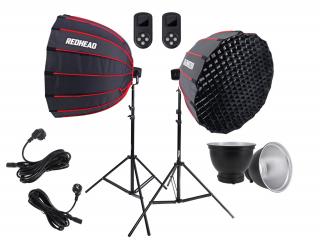 Set dvou Redhead COB světel ST-80 + 2 x 70cm easy up softbox Redhead +  2 x stativ