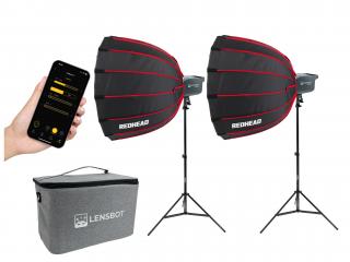 SET dvou světel (rozhovory, podcast atd) -  COB LED světlo LENSBOT GL100 s Bowens Mount