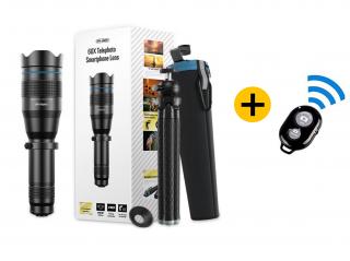 Smartphone objektiv Apexel 60x zoom + teleskopický stativ  Bluetooth spoušť jako dárek od FILM-TECHNIKA