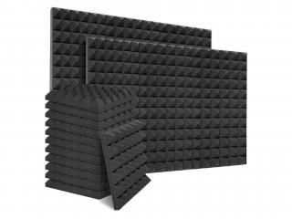 Studiová akustická pěna 50x50x5cm (černá)  Lepící vrstva na zadní straně 10 kusů