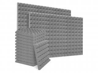 Studiová akustická pěna 50x50x5cm (šedá)  Lepící vrstva na zadní straně 10 kusů