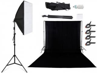 Studiový set Softbox 50x70 cm se 135W žárovkou, černé plátno, svorky, hliníková konstrukce