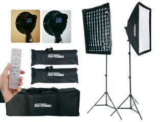 Studiový set verze III - 2x softbox LED světlo + 2x stativ (nastavení teploty + voštiny)  Sada obsahuje voštiny pro usměrnění světla
