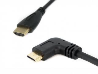 Zalomený HDMI kroucený kabel 50 cm (různé varianty) HDMI mini (pravá)